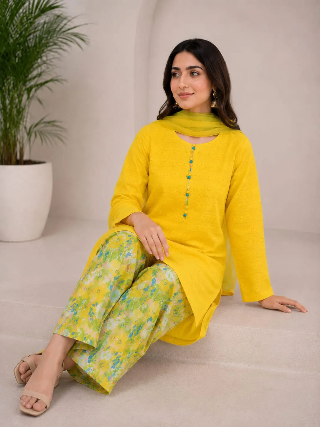Lemon Chikan Kari 3pc dress