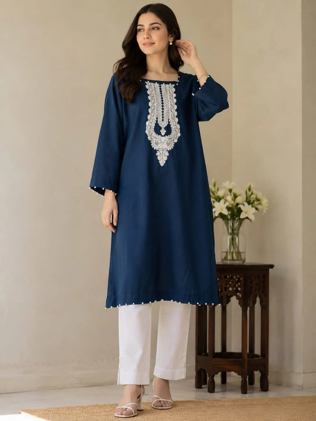 Midnight Blue Printed 3PC Suit