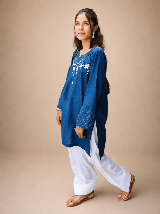 Zink Embroidered Short Shirt with Farshi Shalwar