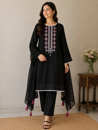 Black Embroidered 3PC Suit