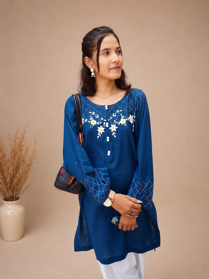 Zink Embroidered Short Shirt with Farshi Shalwar